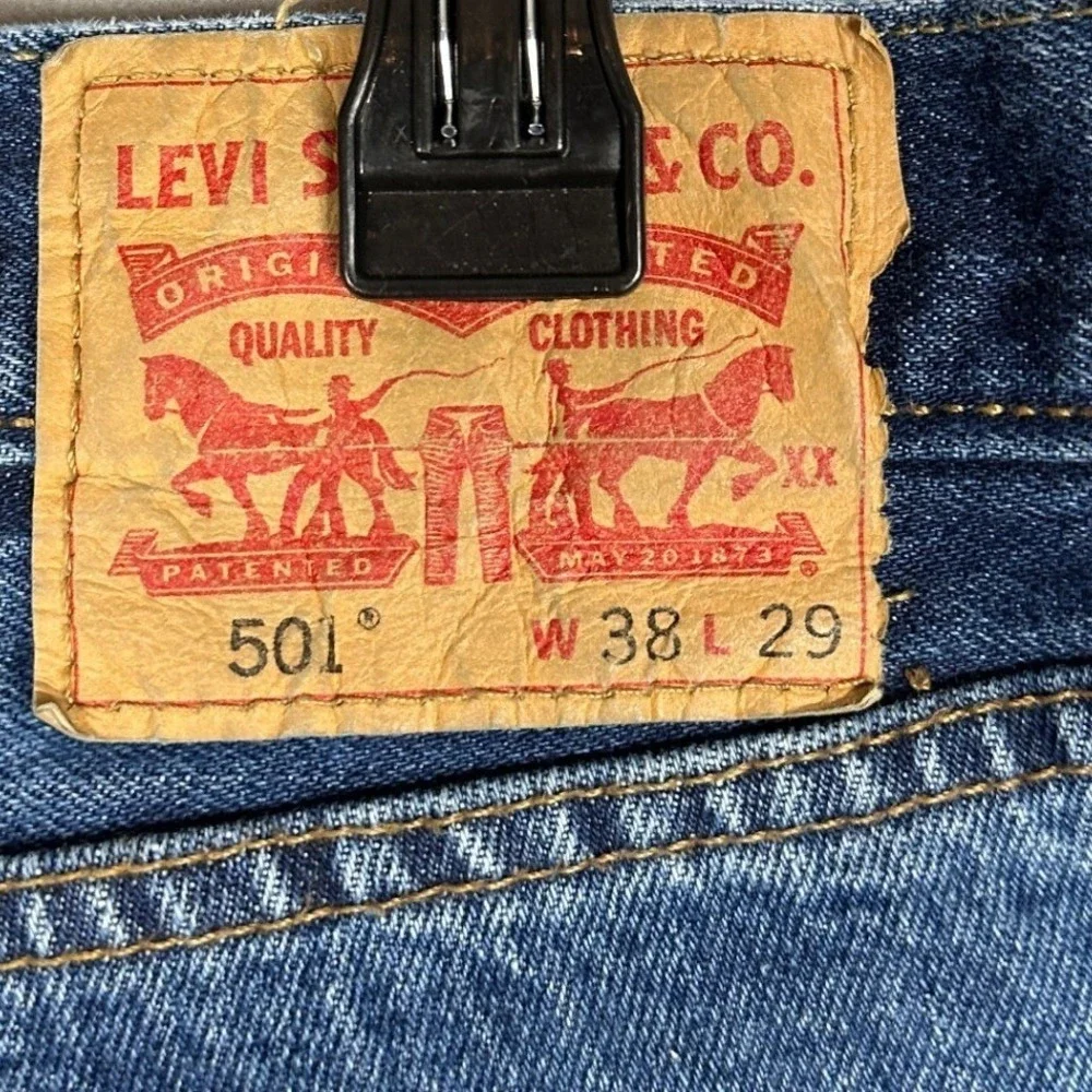 Levis 501 Mens Jeans 38X29 Blue Original Fit Straight Leg Red Tab Denim Pants
